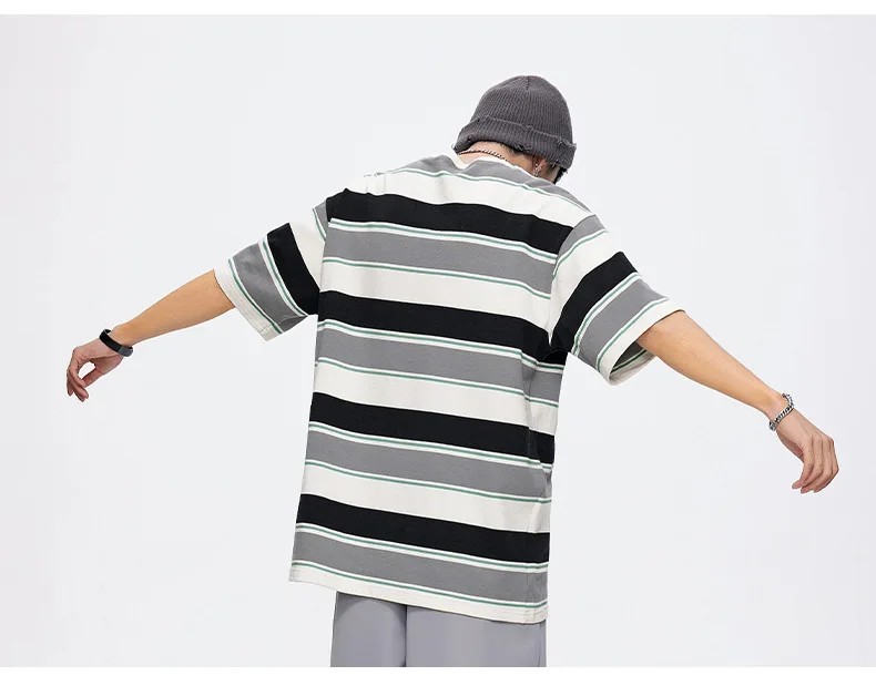 Loose Contrast Color Striped T-shirts Unisex - true deals club