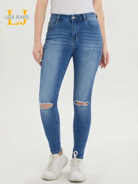 Pantalones vaqueros ajustados para mujer, vaqueros de cintura alta, largos,  2023 kg, Primavera, 100 - AliExpress