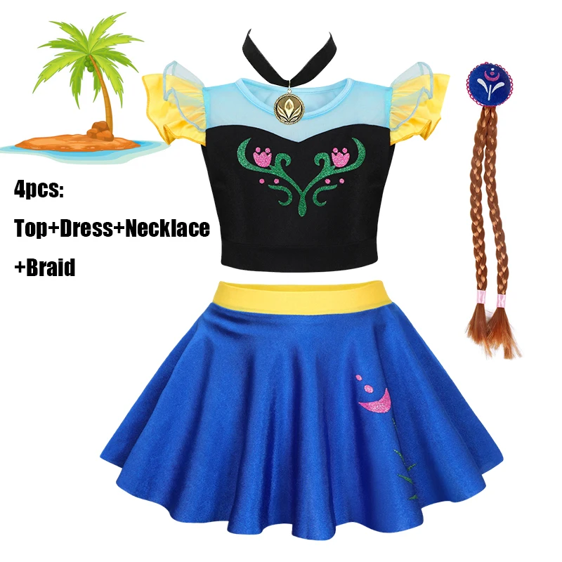 الفتيات الصيف ملابس السباحة آنا لباس سباحة الاطفال ملابس سباحة للأطفال إلسا الأميرة بيكيني ثوب السباحة الكرتون ملابس الشاطئ 1-12Y