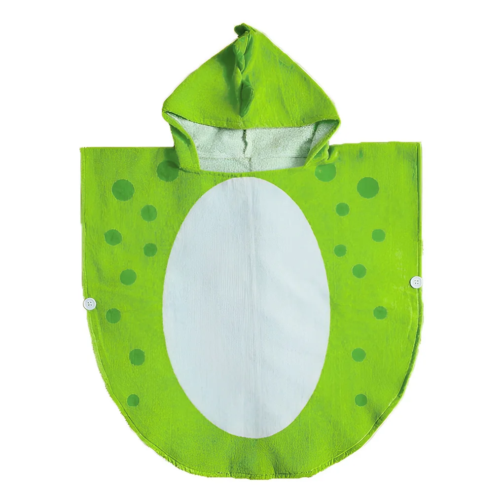 Hotel Children Hooded Bath Robe Kids Cartoon Adorable Bathrobe Green M