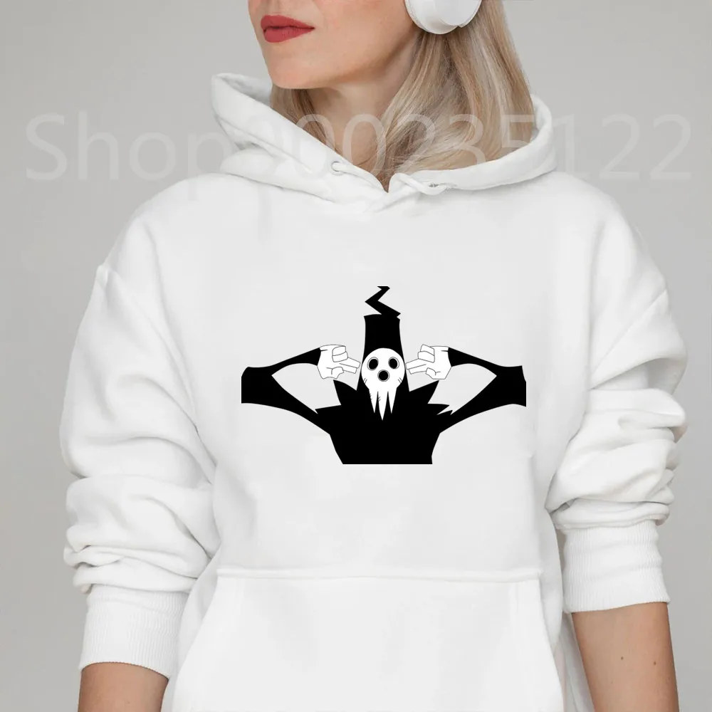 

Anime Soul Eater Hoodie Women Harajuku Print Ghost Sweatshirts Warm Streetwear Loose Autumn Clothes Oversized Sudadera Mujer