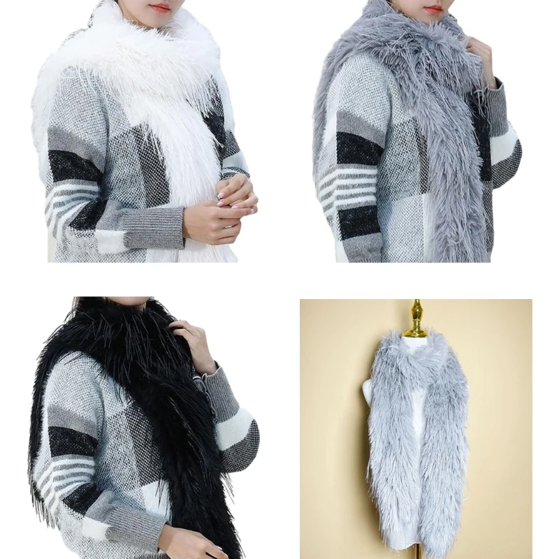 

Scarves for Women Winter Furry Plush Long Scarves Winter Soft Warm Fuzzy Shawl Wrap Solid Color Knitted Neckerchief