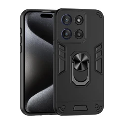 Military Grade Shockproof Case with Ring Stand Holder - Protective Cover for Motorola Moto G56 (Black)