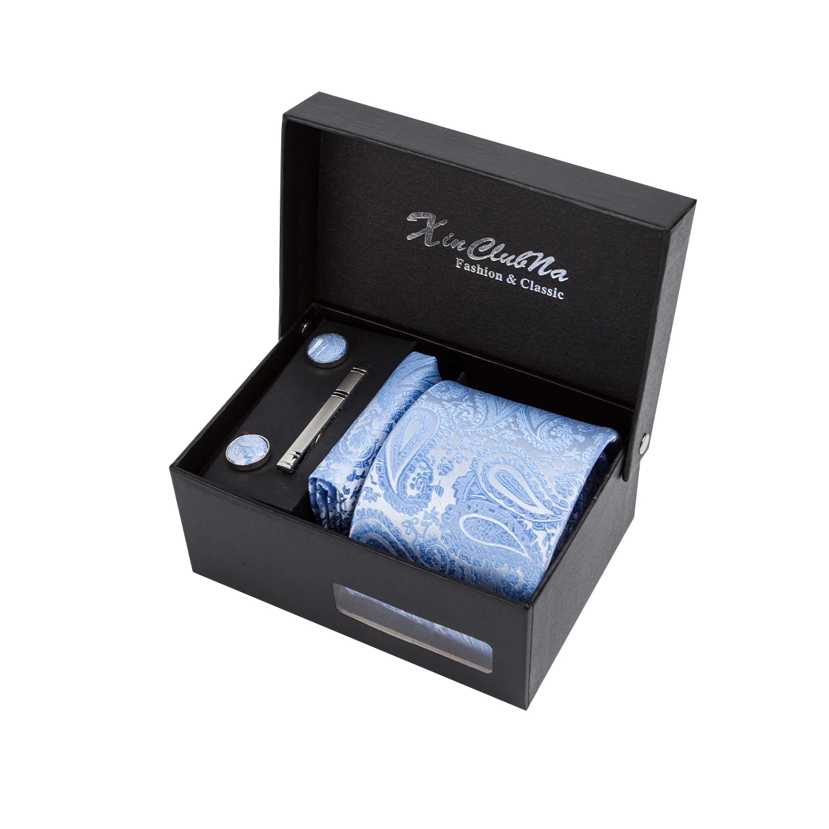 

Бренд Ikepeibao, цельный набор галстуков с лазурным Пейсли, в подарочной коробке, галстук, запонки, галстук, День независимости