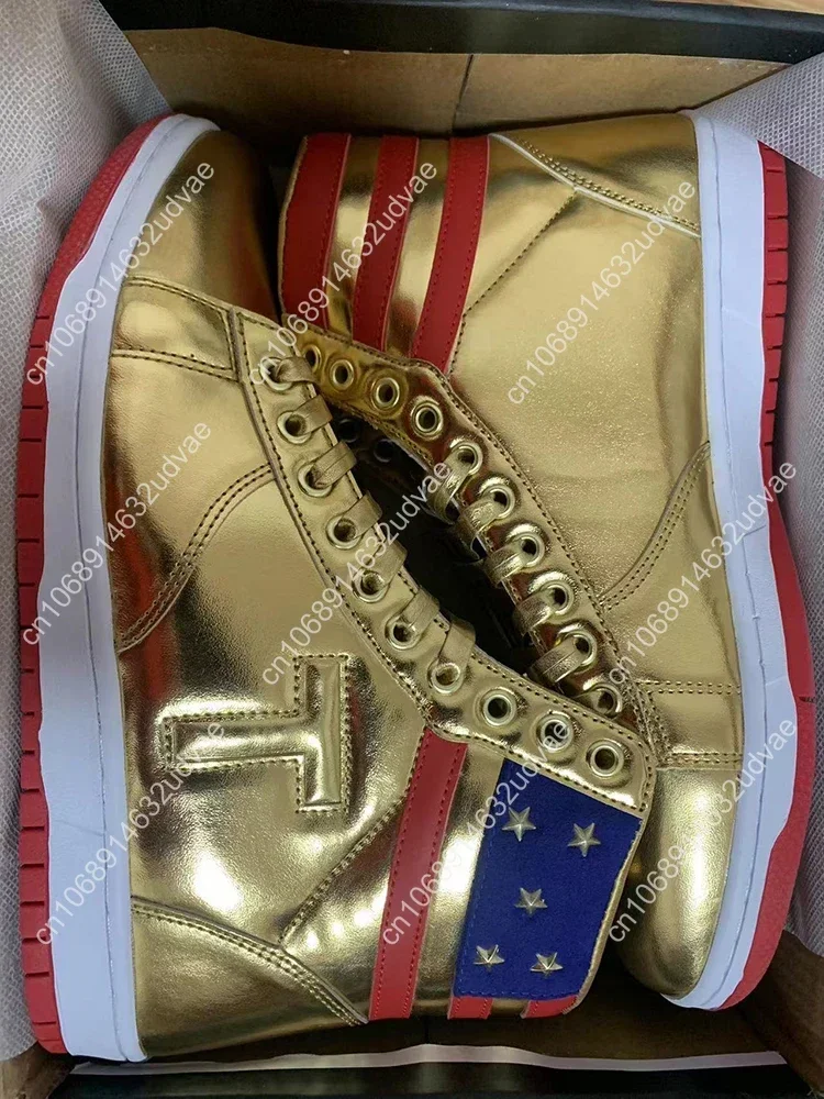 Gold Trump Sneakers 2024 MAGA Never Surrender Shoes High Top Sneaker Gym Basketball Shoe Men's Casual Boots Road Sneakers