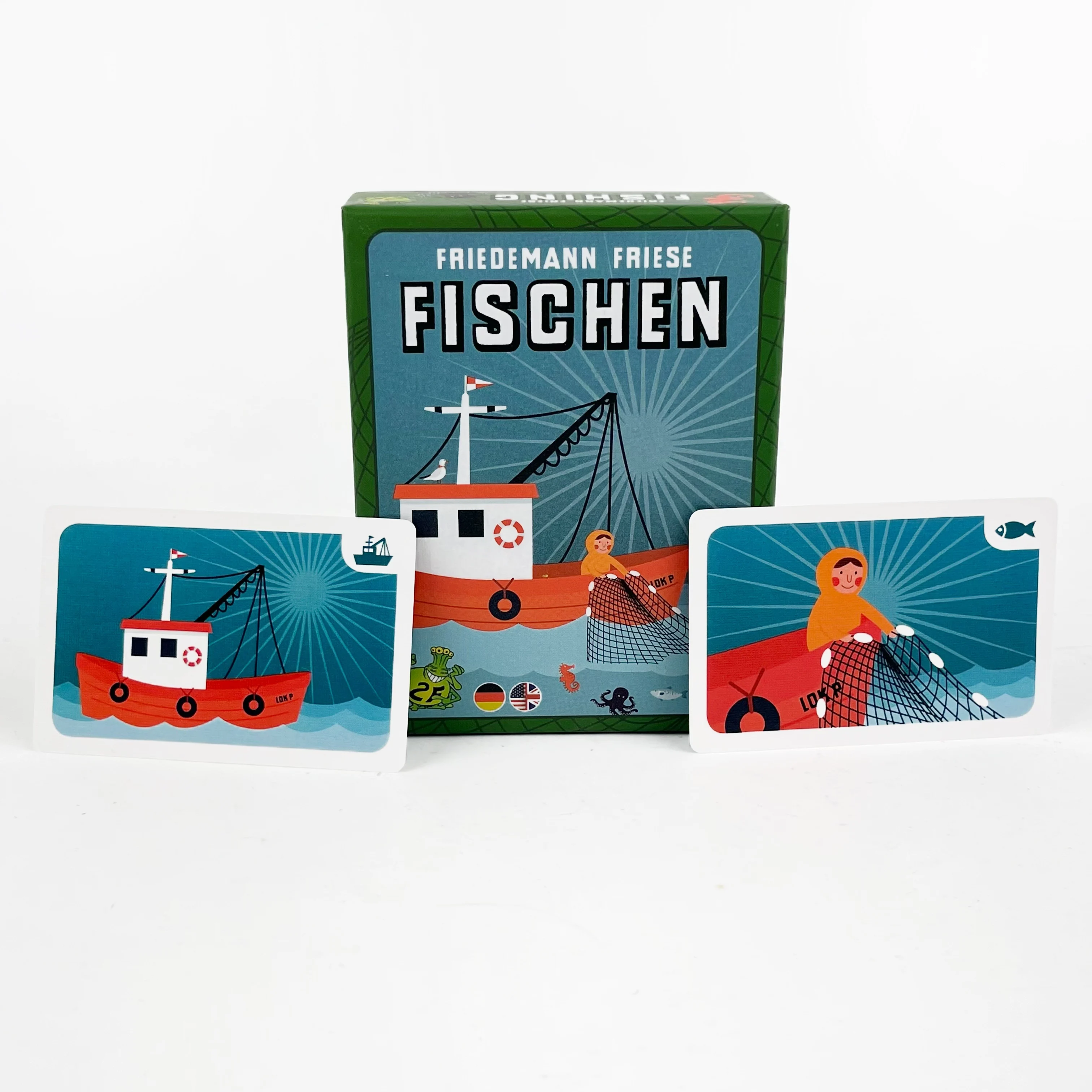 FISCHEN 이중 언어 낚시 보드 게임 3-5인용 독일어/영어 가족 파티 게임 8세 이상 40분 재미있는 전략 홈 활동