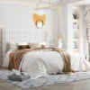 HOOMIC Velvet Upholstered Bed Frame, Vertical Channel Tufted Wingback Headboard, Wooden Slats Support Allewie 2