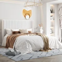 HOOMIC Velvet Upholstered Bed Frame, Vertical Channel Tufted Wingback Headboard, Wooden Slats Support Allewie 2