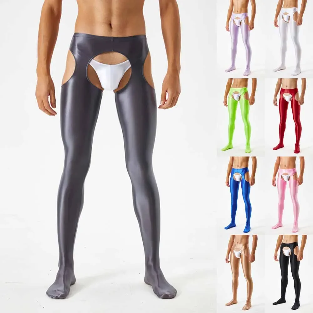 Men Women Sexy Hollow Out Pantyhose Sexy Sheer Oil Shiny Glossy Wet Look Tights Leggings Pants Bodystocking Gay Erotic Nightclub women leggings,men leggings