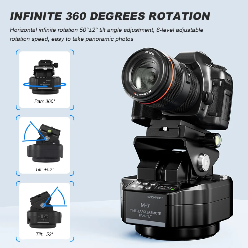 Camera Panoramic Head Camera Automatic Gimbal Tripod Head Wireless 360&deg; Rotation Motorized Panoramic Tripod For Time Lapse Photography