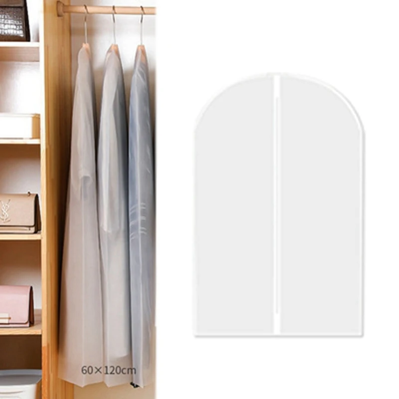 Clothing Dust Cover Transparent Thickened Washable Dust Bag PEVA Household Dust Cover Coat Suit Cover Hanging Pocket A 4