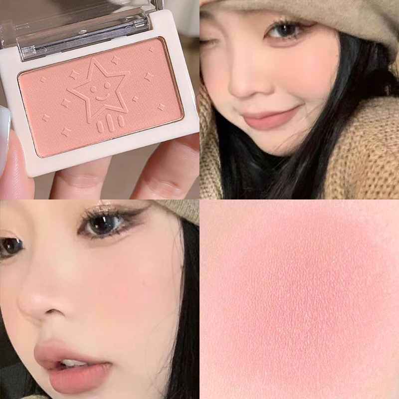 Smart, clear, monochrome blush matte, natural whitening, brightening cheeks, purple nude makeup, fine flash rouge 5