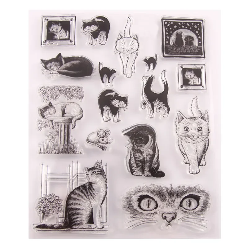 Lovely Cat Clear Stamp Transparent Silicone DIY Stamp Seal Sheet for Scrapbooking Making Album Photo Handmade Decoration