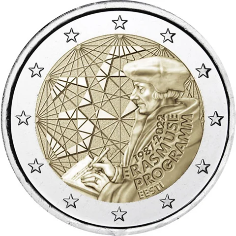 Estonia 2022 Moneta Commemorativa Programma Internazionale 35 ° Anniversario 2 Euro Unc Nuovo Di Zecca