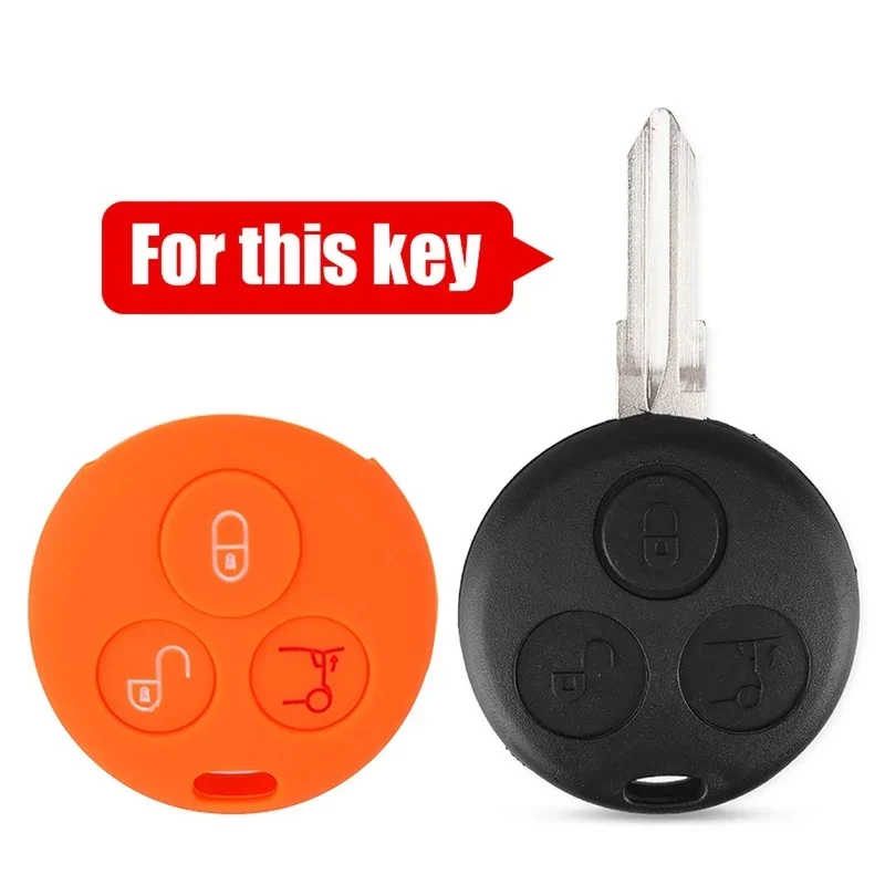 3 Buttons Soft Silicone Remote Key Shell Fob Car Case For Mercedes Benz SMART Fortwo 450 Forfour Roadster City-Coupe key case,key case cover,car key shell,remote control case cover