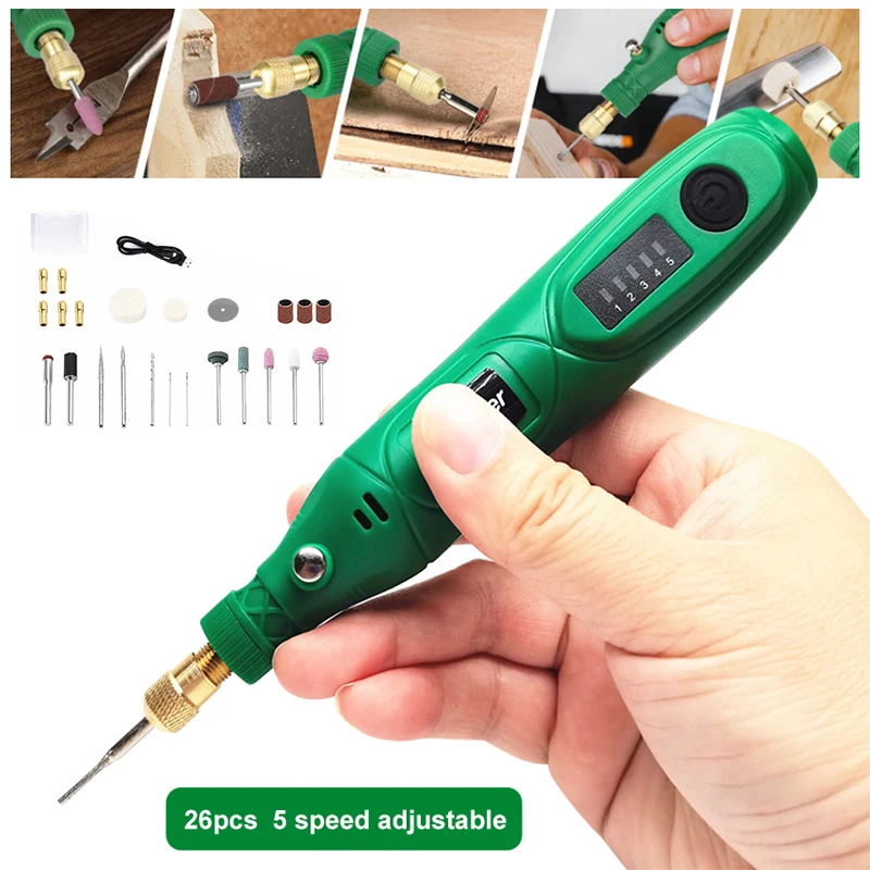 20000rpm Adjustable 5 Speeds Electric Grinder Mini Drill Rotary Tools Grinding Machine USB Engraving Pen With Drill Bits Tools 140 43mm angle grinder set water cutting machine base with guard shroud water cover collecting safety pump dust