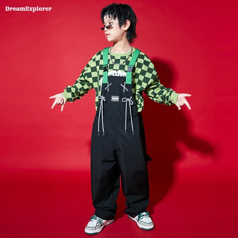 Girls Hip Hop Contrast Loose Overalls Boys Baggy Pants Dungaree