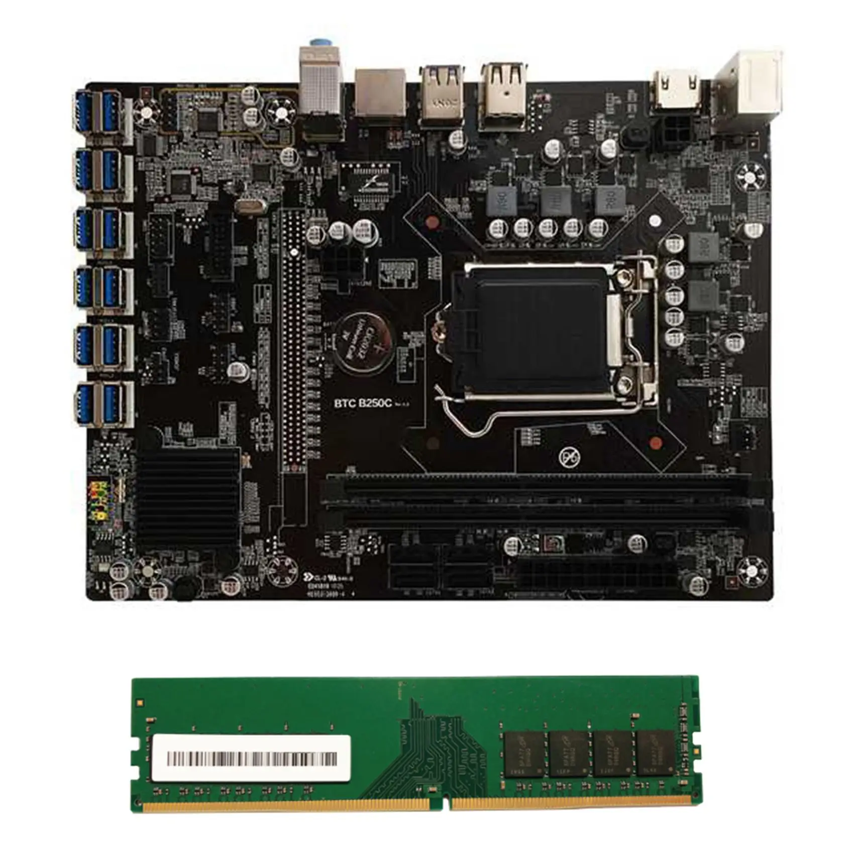 B250C Btc Mining Scheda Madre + Ddr4 8G 2666Mhz Ram 12Xpcie A Usb3.0 Gpu Slot Lga1151 Scheda Madre Del Computer Per Btc Miner