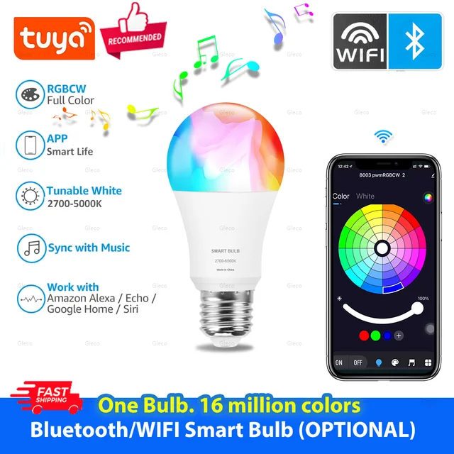 Tuya Smart LED Light Bulbs WiFi Bluetooth RGBCW