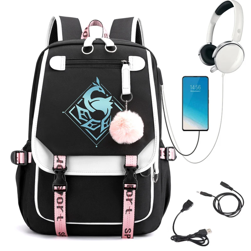 

Genshin Impact Kaeya Anime Backpacks for School Teenagers Girls Klee Bookbag Laptop Schoolbag Travel Rucksack Usb Port Bagpack