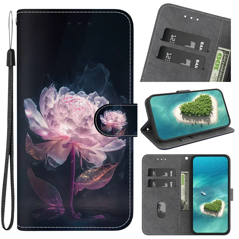 Geometric Textile Pattern Magnetic Wallet Leather Phone Case Cover