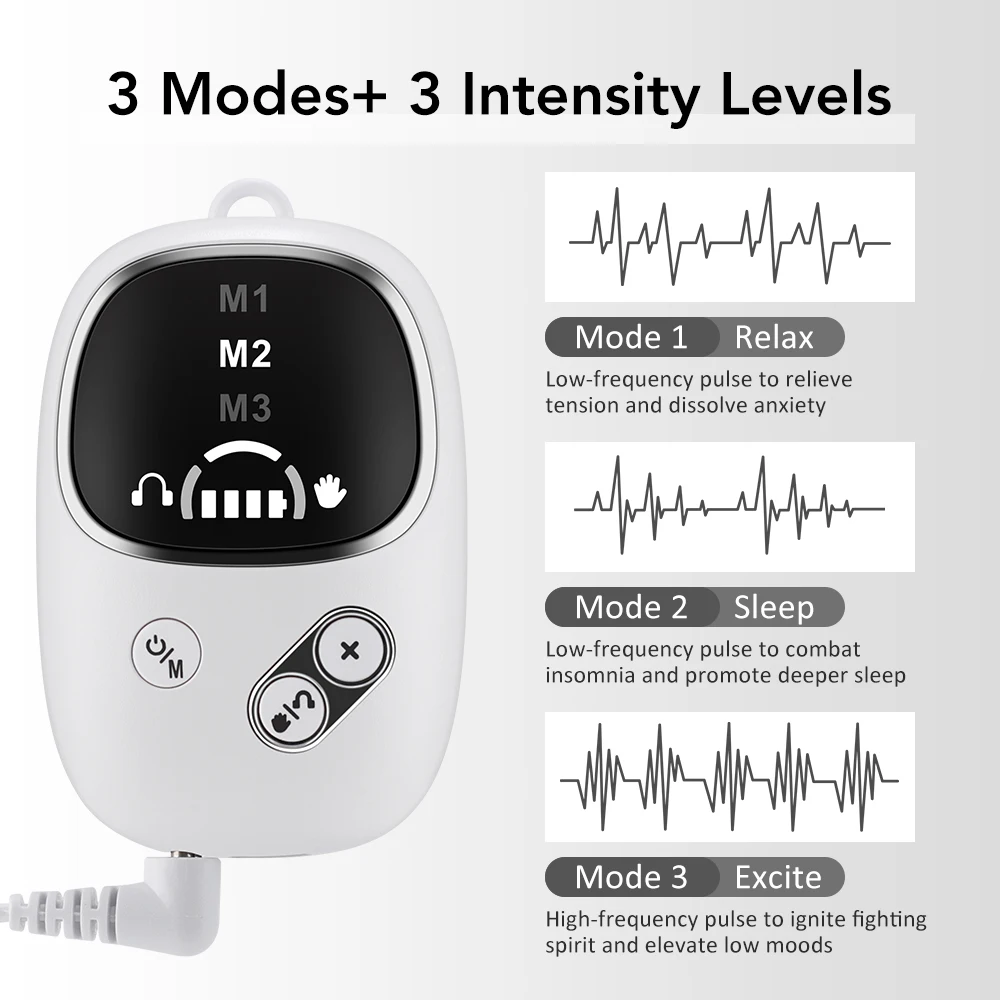 Handheld CES Sleep Aid Ear Clip Microcurrent EMS Pulse Device Hypnosis Insomnia Mental Stress Pressure Relief Help Sleep Relax
