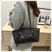 Trend PU Leather Work Shoulder Bag Large Capacity Simple Female Crossbody Bag Solid Color Commuting Bag Women Female