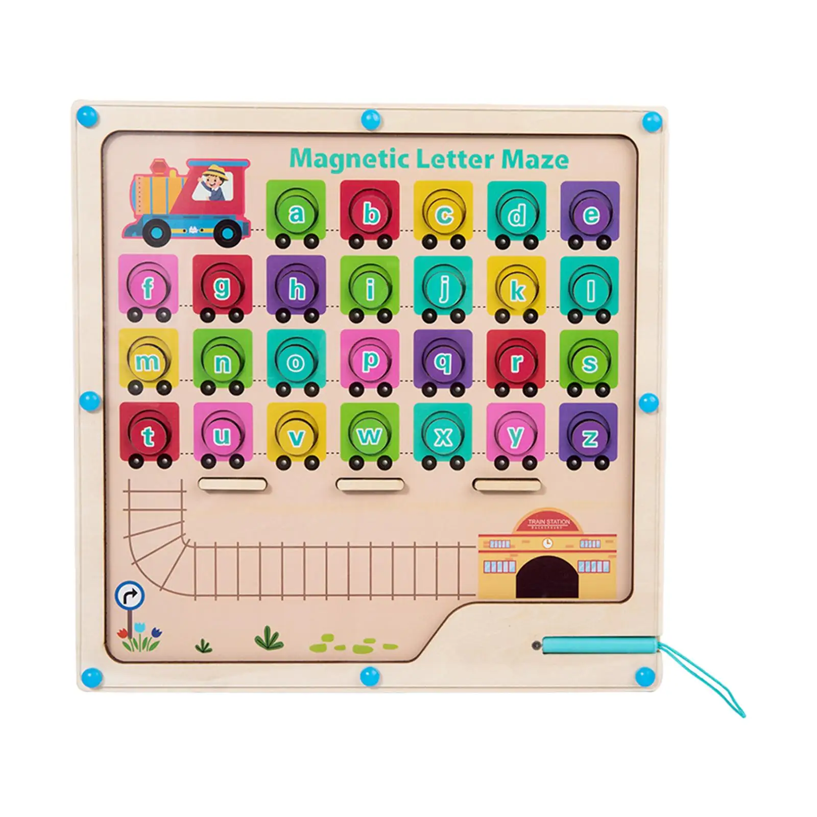 

Wooden Magnetic Alphabet Maze Board Interactive Educational Development Montessori Toy for Preschool Activity Travel Boys