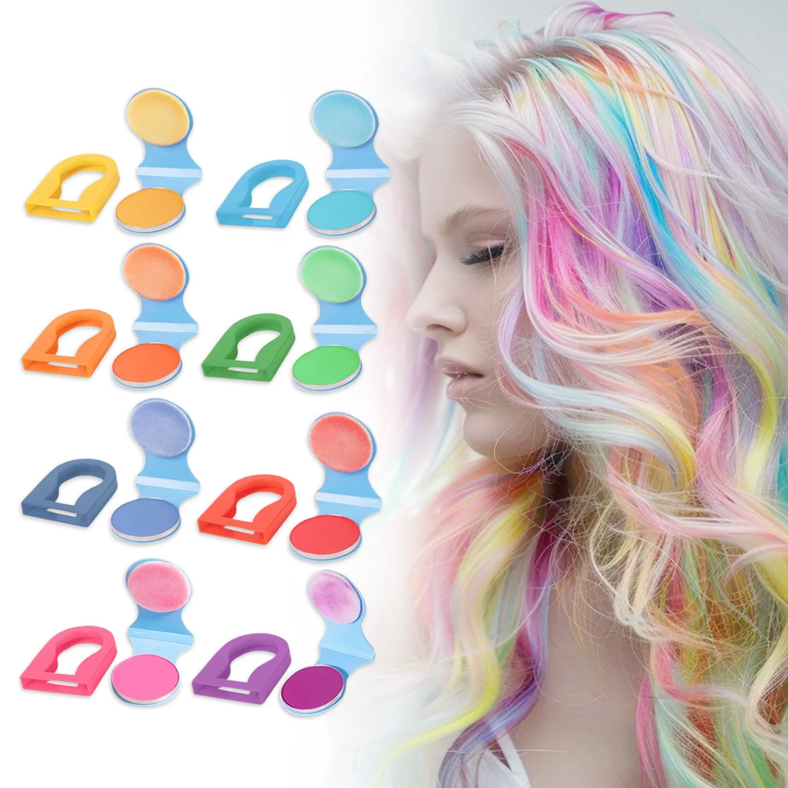 Hair Dye Shampoo Temporary Hair Chalk For Girls Adults Washable Hair Color Makeup For Sport Event Halloween Cosplay Festival DIY Party 3g*8