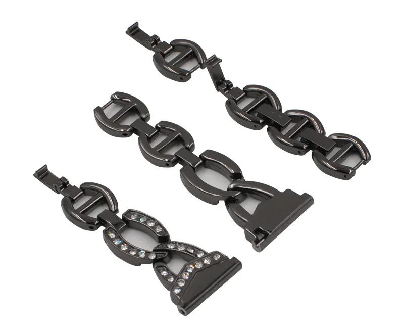 Elegant Stainless Steel Diamond Link Watchband Bracelet - Metal Strap Accessory