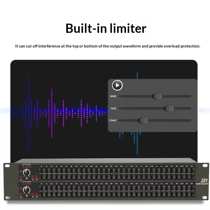 31밴드 그래픽 이퀄라이저 1/3 옥타브 - 20Hz-20kHz 108dB 다이나믹 레인지를 갖춘 전문 무대 공연용 EQ(사운드 조정용)