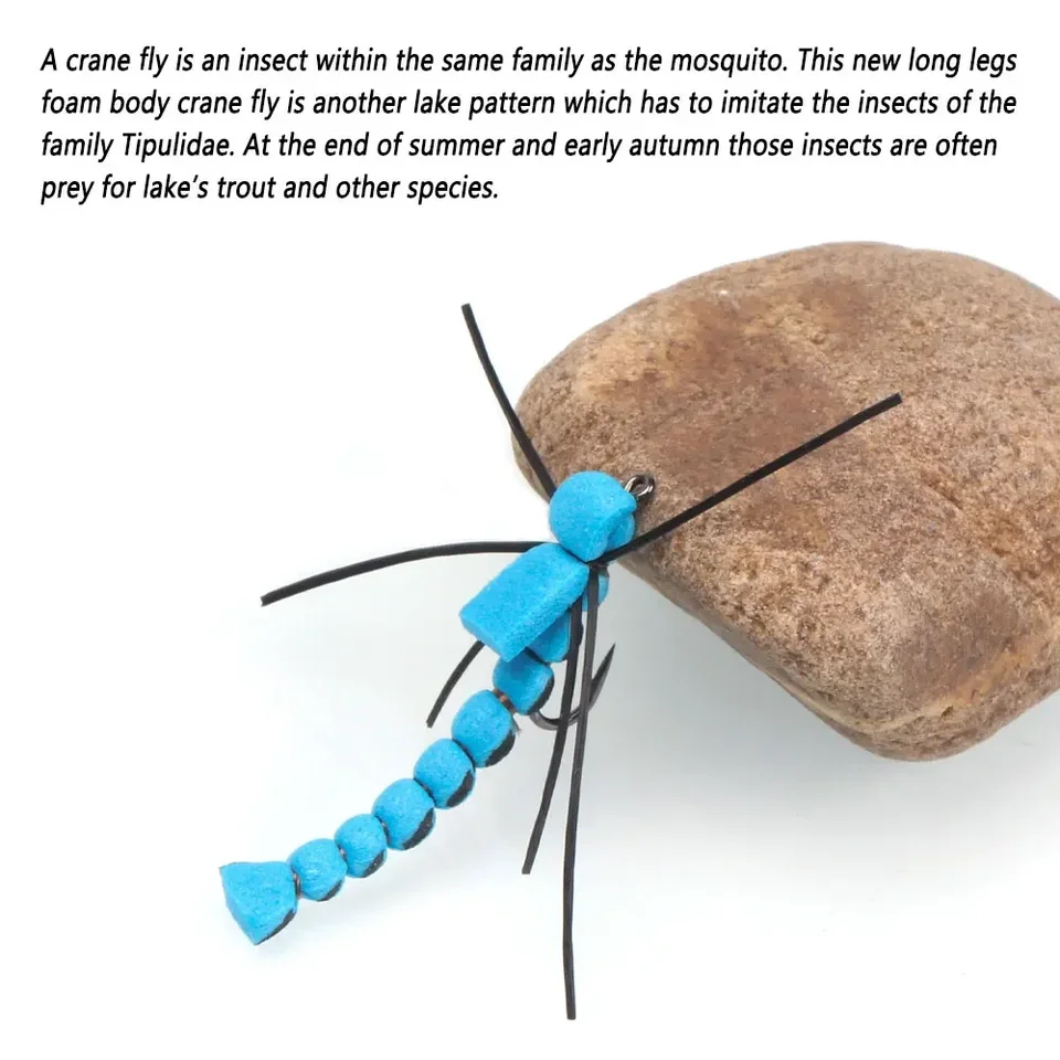 Bimoo 8PCS # 12 pernas longas de borracha, corpo de espuma, guindaste, mosca  flutuante, mosca seca para truta, perca, pesca, iscas - AliExpress, image size:960x960