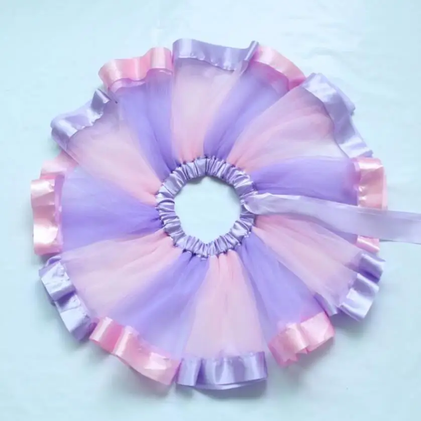 Girls Kids Petticoat Rainbow Mesh Multi-Layer Elastic Waist Pettiskirt Bowknot Tutu Skirt Dancewear 0-8Y