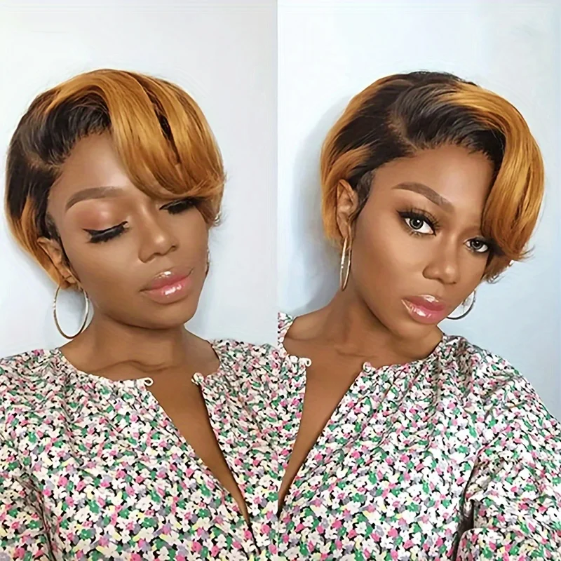 Pixie Cut Wig 13*4*1 Transparent Lace Human Hair Wigs For Women Short Wig Lace Human Hair 150% density 6inch natural look