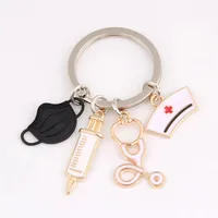 Doctor Key Holder Medical Tool Keychain Stethoscope Syringe Nurse Cap Key Ring Nurse Gifts Handmade Charm Jewelry Bag Ornaments 1