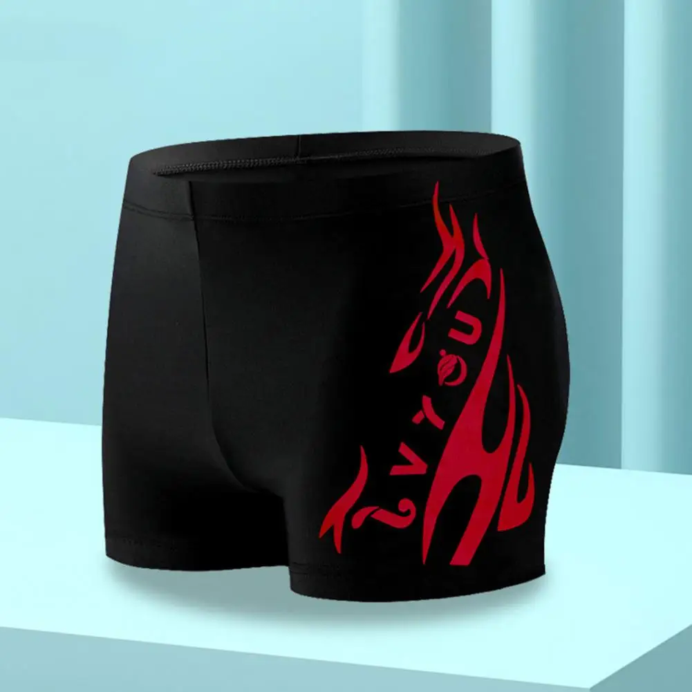 Men High Waist Swim Trunks Summer Men Swim Shorts Flame Print High Waist Men's Shorts for Beach Sports Tight for Summer