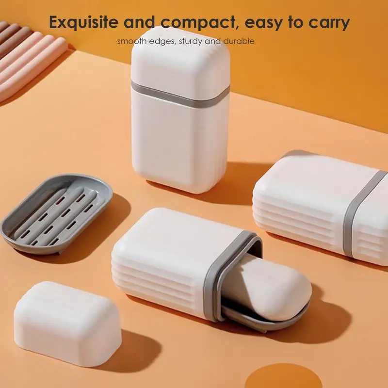 

Small Soap Dish Sealed Soap Bar Holder with Draining Layer Leakproof Shower Shelf Small Soap Dish for Travel Bathroom Camp