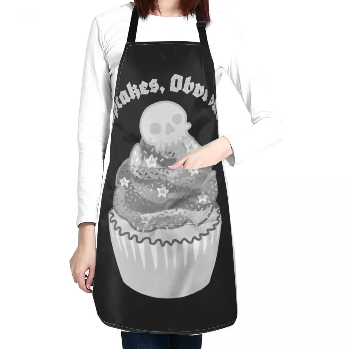 

Black and White Skull Cupcake Logo Apron Woman Kitchen Apron Kitchen And Household Goods work apron