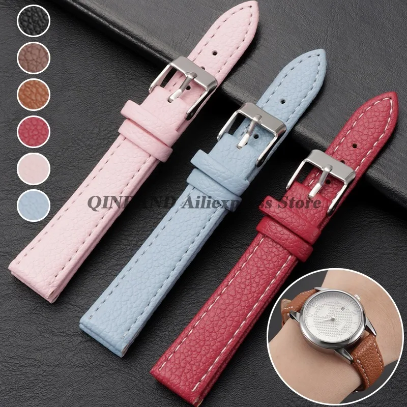 Slim Vintage Cowhide Leather Watch Strap - Ultra-Thin Waterproof Band