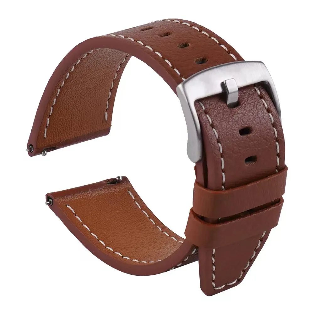 Premium 22mm Leather-Silicone Hybrid Watch Strap