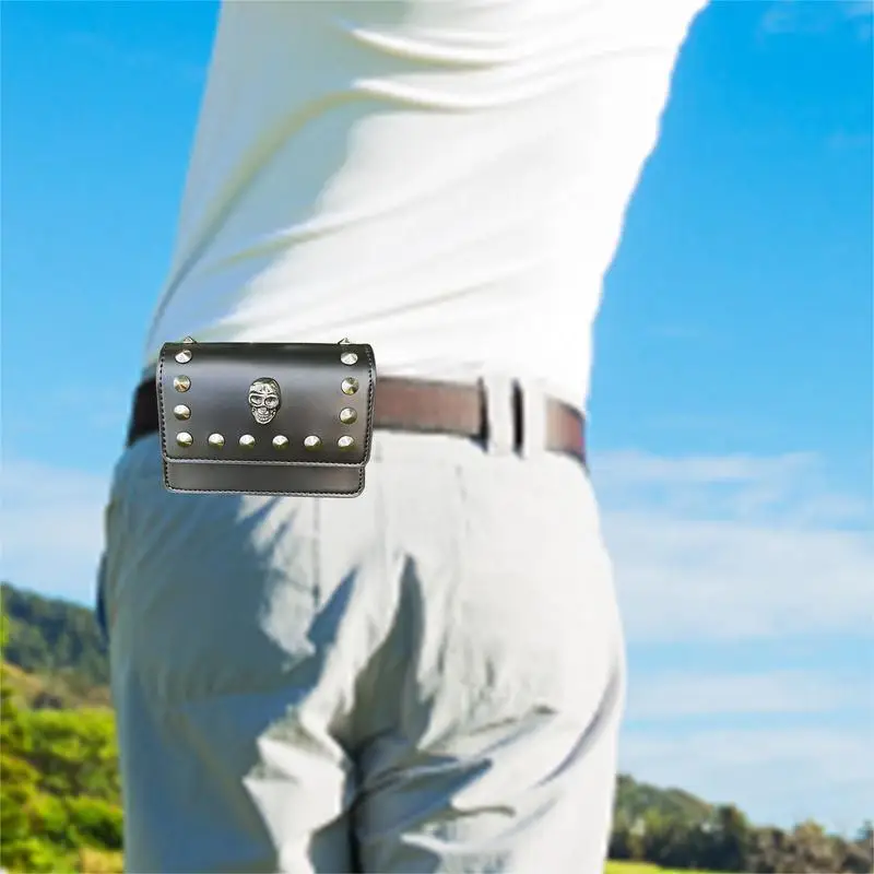 골프 거리계 가죽 가방, 해골 마그네틱 클로저 거치대 케이스, 거리계 운반 가방, 레이저 거리 계량기 벨트 허리 가방，항공 및 도매，골프 부품