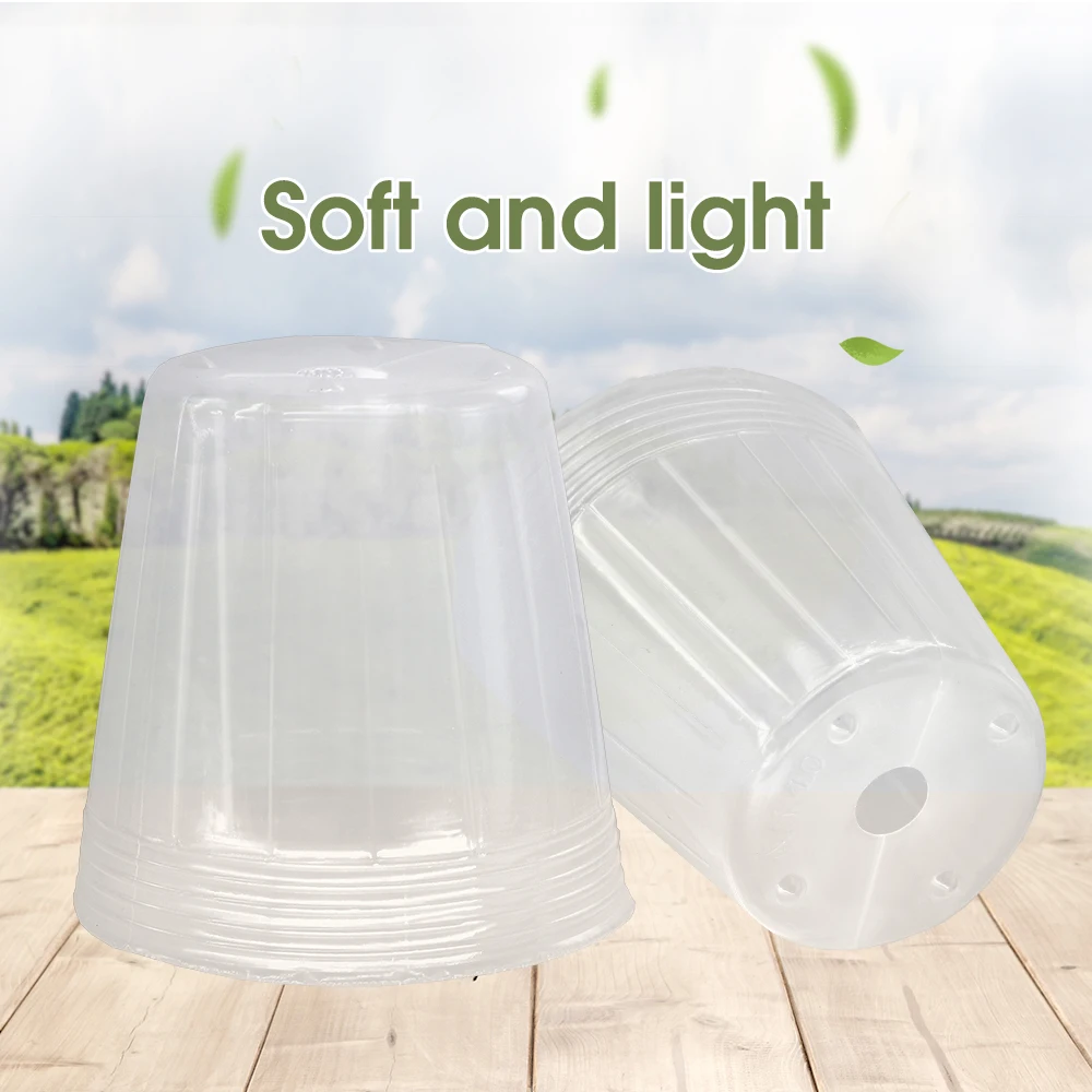 Set da 4 vasi trasparenti in plastica da 20 cm (con fori di drenaggio) per interni ed esterni | Leroy Merlin