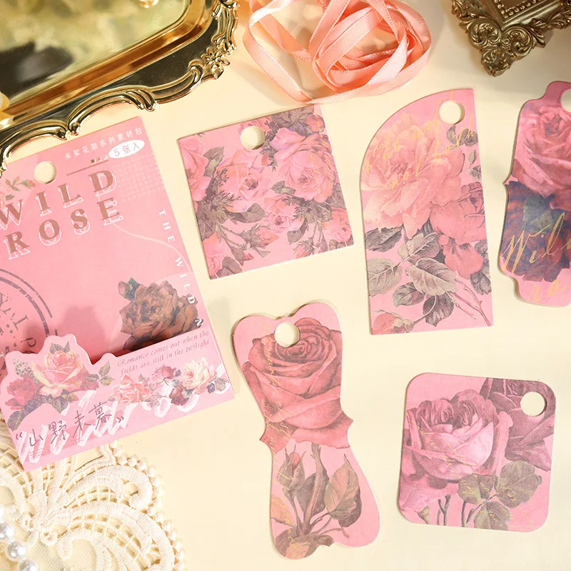 

5pcs/lot Memo Pads Material Paper Not blooming period Junk Journal Scrapbooking Paper Retro Background Decoration Paper