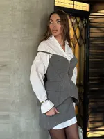 Women Fishbone Outer Slim Fit Top Solid Zipper Corset Waist Cinched Blouse 2026 Female New Spring Chic Casual Outwear Tops 3