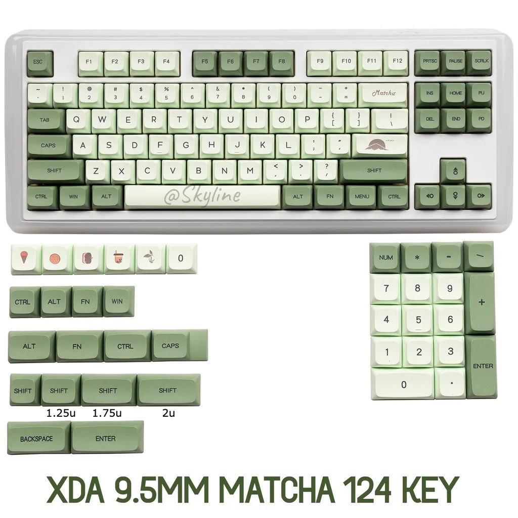 

124 Keys PBT Keycap XDA Profile DYE-SUB English Japanese Matcha Personalized Keycaps For Cherry MX Switch Mechanical Keyboard