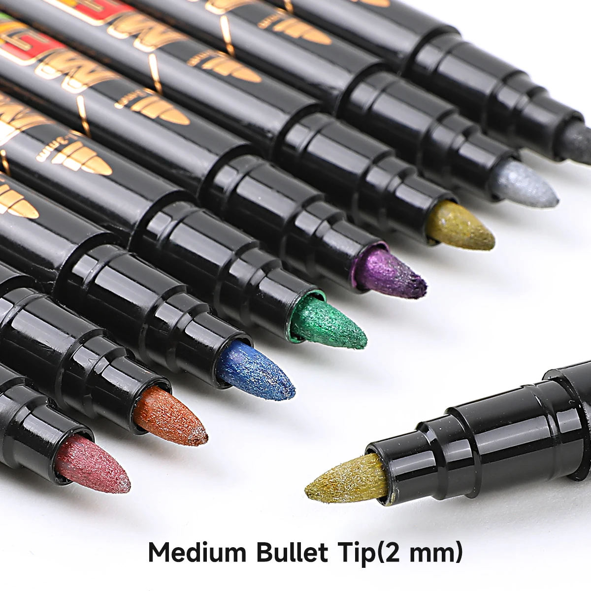 8/12pcs Metallic Markers Pens, Medium Tip Metallic Markers for Card Making,Painting, Scrapbook Crafts, DIY Photo Album 2