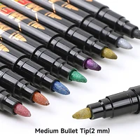 8/12pcs Metallic Markers Pens, Medium Tip Metallic Markers for Card Making,Painting, Scrapbook Crafts, DIY Photo Album 2