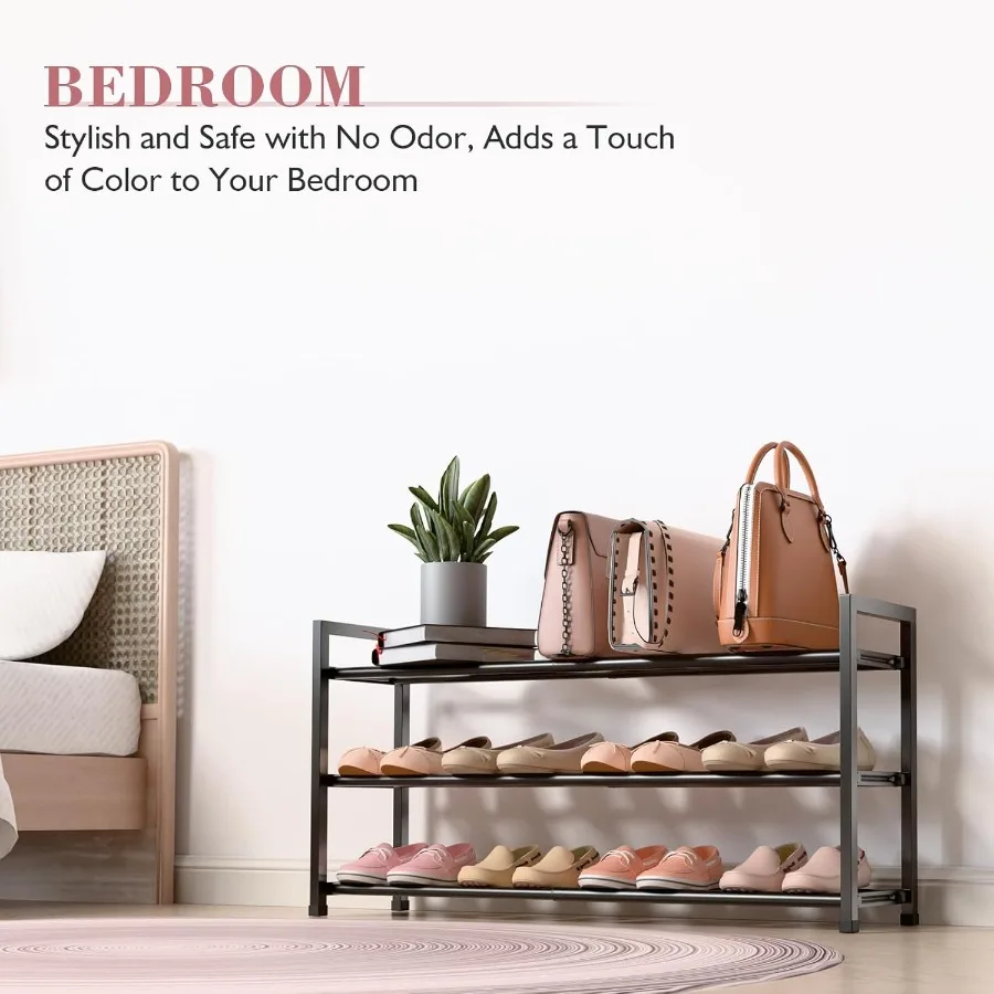 3Tier Expandable Shoe Rack for Closet 1833 Adjustable Shoe Rack for Small Space Small Shoe Organizer for Front Door Sturdy Meta