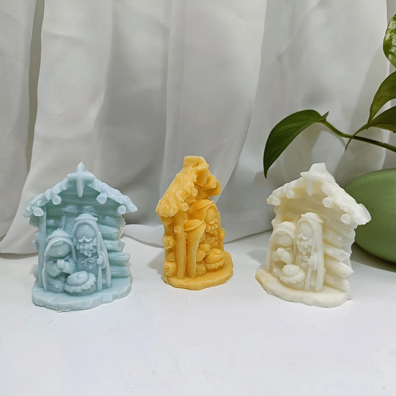 Abstract Holy Family Nativity Soap Mold Handmade Silicone Mold Present for Family Members Friends for Festivals DIY Wax Tool