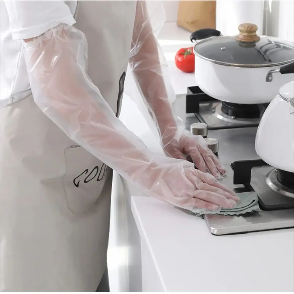 10PCS Waterproof Disposable Gloves Multifunctional Transparent Cleaning Long Gloves Durable Thickened Disposable Hand Sleeves 5